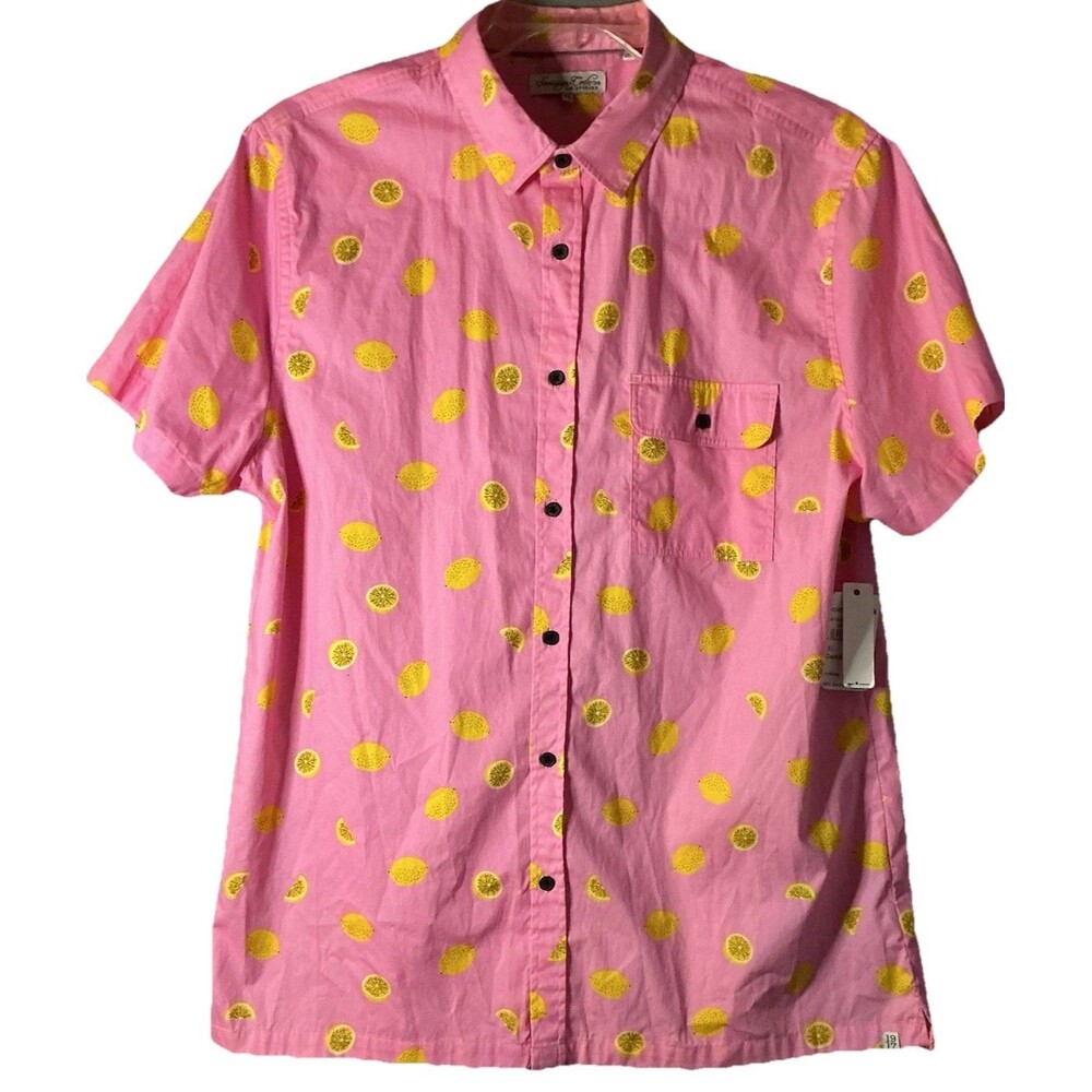 Sovereign Codes Los Angeles Lemons Print Button Down Shirt Men’s XL Pink NWT